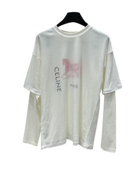 女款马年棉质双层假两件长袖T恤ba008