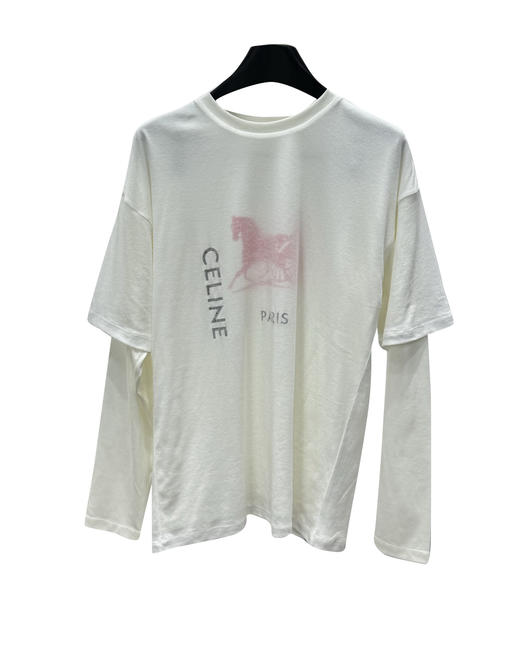 女款马年棉质双层假两件长袖T恤ba008 商品图0