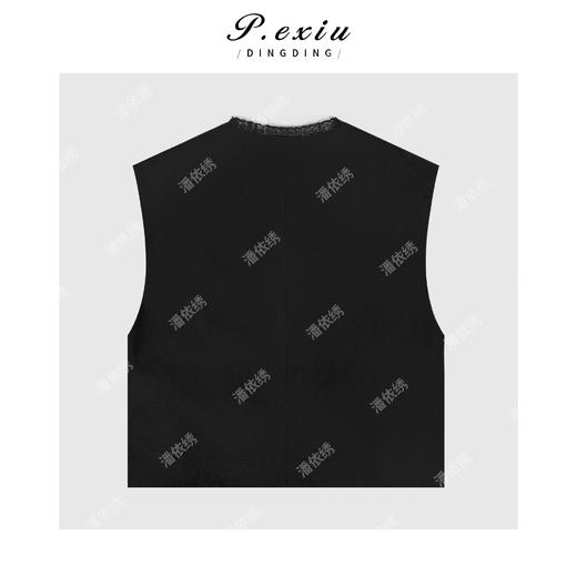 04-1潘依绣丁丁宠粉气质通勤拼接蕾丝V领无袖西装马甲Q34648 商品图1