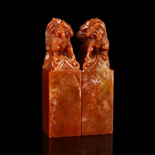 孤品17742印度石麒麟对章婚庆书画组合章结婚礼品一对-3.0*3.0*10.5cm 商品图3