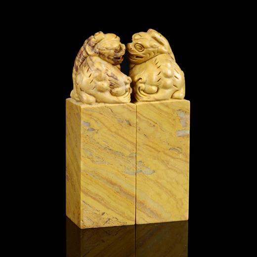 孤品17739木纹石貔貅钮对章情侣对章书画组合章姓名章闲章一对-2.5*2.5*8.8cm 商品图3