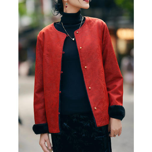 「预售」「自」全新升级【铂金会员661/天猫899/差价238】(53225)洛诗琳新中式真丝加绒外套2025冬季国风双面穿保暖外套 商品图1
