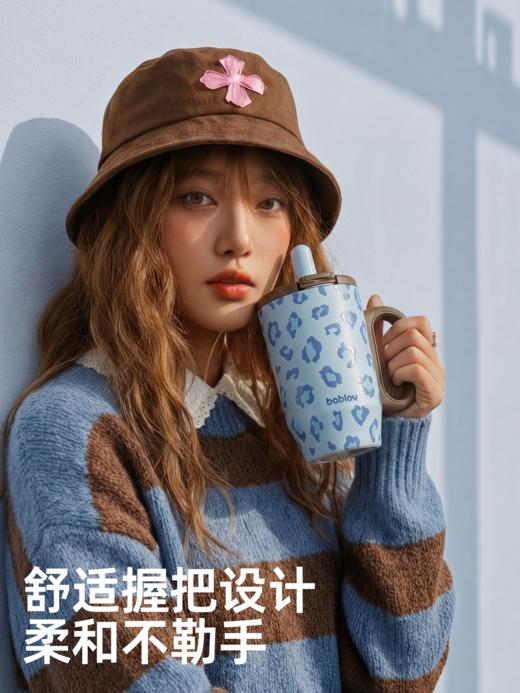 bablov保温杯女生陶瓷覆膜内胆高颜值桌面吸管水杯大容量咖啡杯子 商品图4