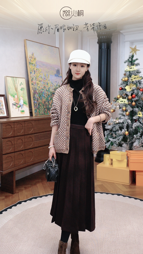 （高定手工坊）火桐hooton 唐顿庄园 7股花纱山羊绒圆领开衫