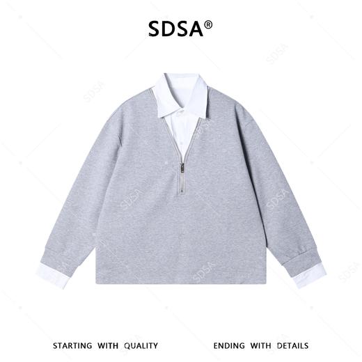 56002SDSA男装2026新款高贵轻奢韩版时尚拼接撞色假两件翻领卫衣百搭 商品图5