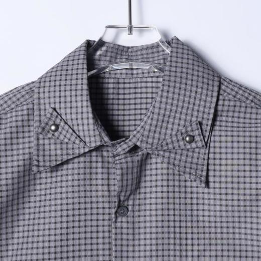 SDSA男士春夏新款痞帅男装时尚撞色格子铆钉翻领长袖衬衫百搭宽松 商品图2