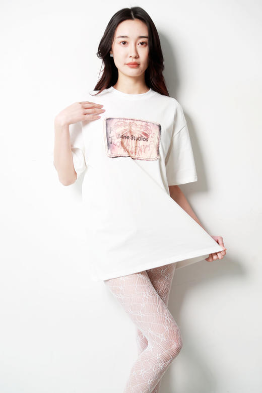 复古印花tee，胸口大徽标设计。港风宽松圆领情侣半袖t恤E013168 商品图12