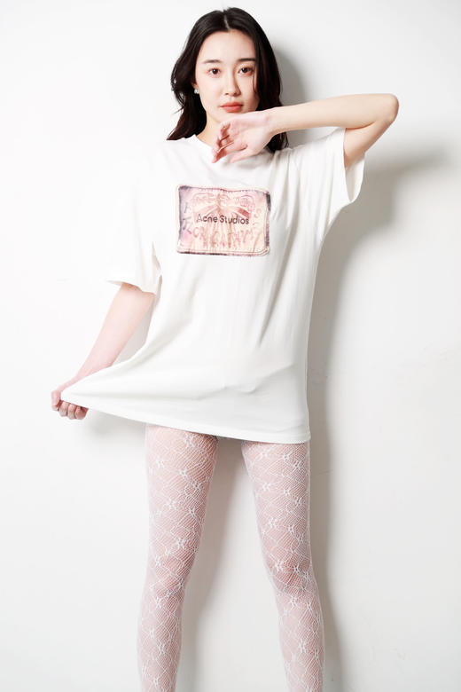 复古印花tee，胸口大徽标设计。港风宽松圆领情侣半袖t恤E013168 商品图0