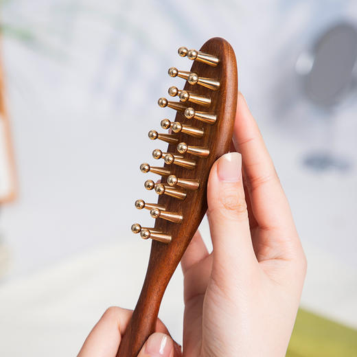 兰序金丝檀黄铜按摩梳 全身可用 直排梳/叹号梳 送收纳袋 商品图7