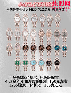 8+配重版 重量150克左右 劳力士星期日历型36系列 赤铁石 绿松石 孔雀石 表径36mm 男士腕表