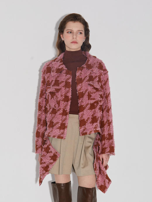 长短两穿设计感千鸟格羊毛 大衣外套 商品图1