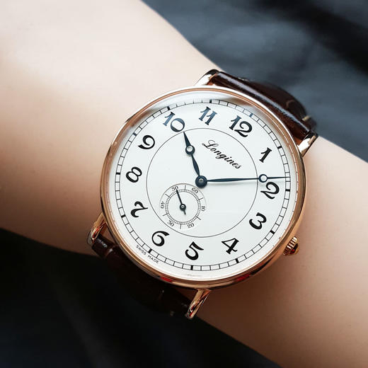 【95新】LONGINES 浪琴L4.785.8.73.2自动机械机芯38.5MM（男款）经典复刻系列18K玫瑰金160126NJS24 商品图7