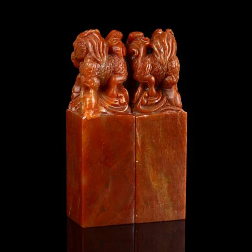 孤品17742印度石麒麟对章婚庆书画组合章结婚礼品一对-3.0*3.0*10.5cm 商品图2