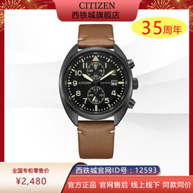 西铁城官方日本正品光动能防水休闲时尚牛皮带男士手表CA7045-14E