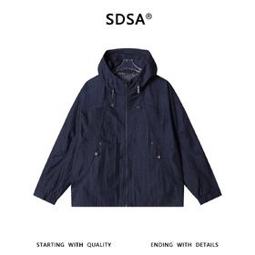 SDSA男士春夏新款痞帅男装美式时尚拼接拉链立领连帽夹克外套百搭