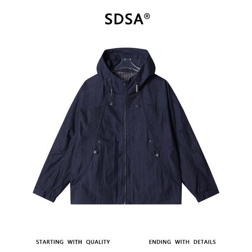 SDSA男士春夏新款痞帅男装美式时尚拼接拉链立领连帽夹克外套百搭 商品图0