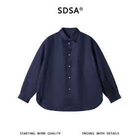 SDSA男装2026新款高贵轻奢时尚纯色简约翻领长袖衬衫休闲百搭衬衣