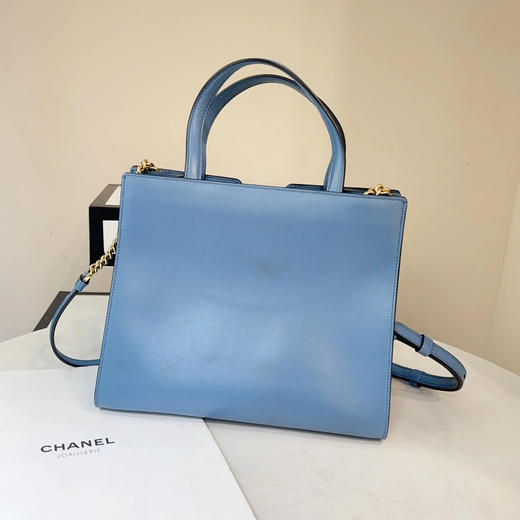 菲拉格慕 Vara 蝴蝶结 蓝金 box牛 手提 斜挎包 商品图1