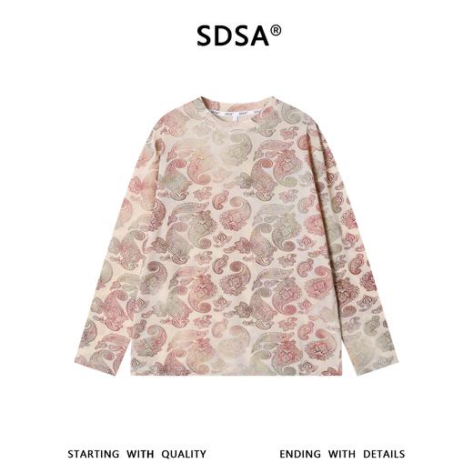 SDSA男装2026新款高贵轻奢潮牌百搭腰果花卉圆领长袖T恤时尚上衣 商品图1