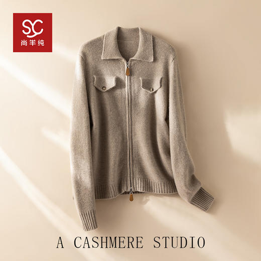 100%Baby小山羊绒~老钱风翻领拉链加厚羊绒外套BABY260523 商品图3