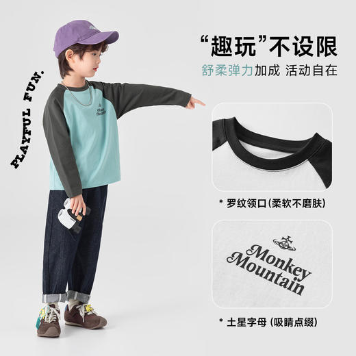 【件件底价，童装双倍积分】多多家男童T恤长袖纯棉2026春秋新款儿童洋气印花中大童打底上衣11393 商品图2