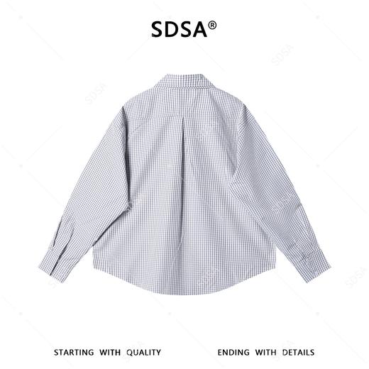SDSA男士春夏新款痞帅男装时尚撞色格子铆钉翻领长袖衬衫百搭宽松 商品图4