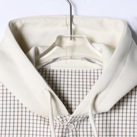 31037SDSA男士秋冬新款痞帅男装潮牌撞色格子拼接设计连帽衬衫百搭时尚 商品图2