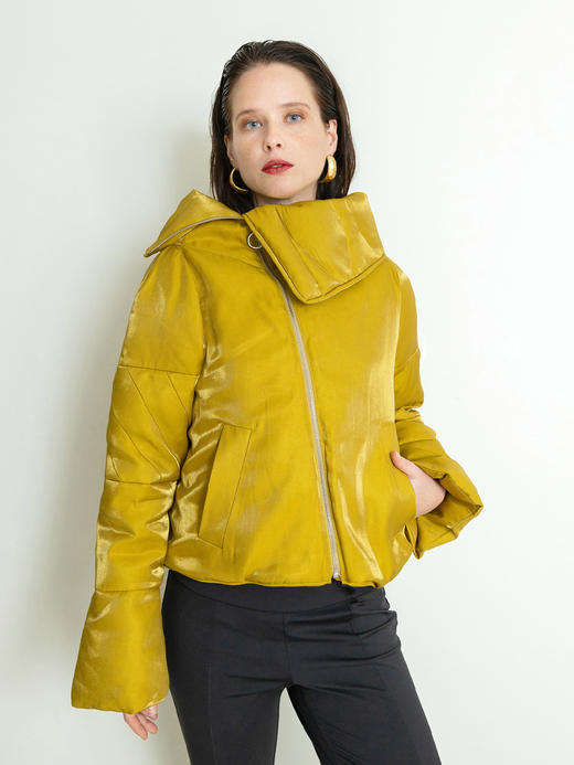 复古流动金属感大翻领鹅绒服 商品图0