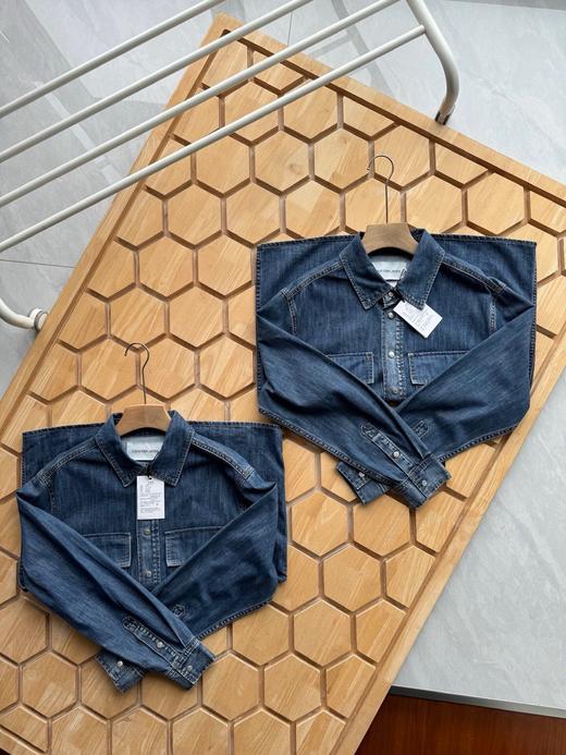 春夏男士简约布标复古纯棉宽松牛仔衬衫外套 商品图3