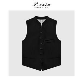 04-2潘依绣丁丁宠粉小众设计立体剪裁撞色西装马甲Q1542