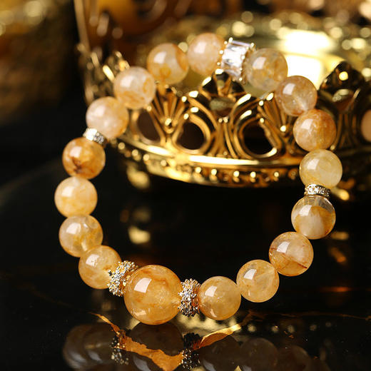 【祈愿吉品】「金运随行」黄胶花手链水晶手串财神好运旺 商品图1