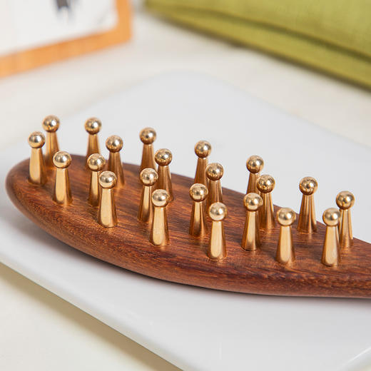 兰序金丝檀黄铜按摩梳 全身可用 直排梳/叹号梳 送收纳袋 商品图5