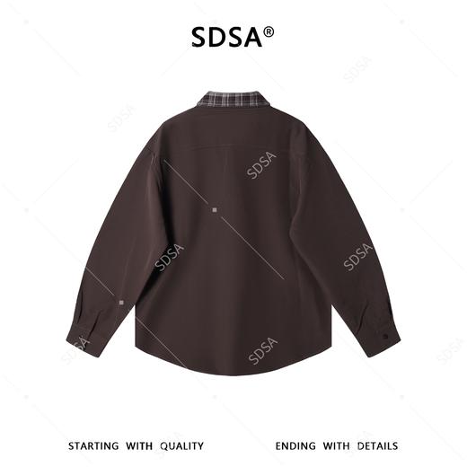 SDSA男士秋冬新款痞帅男装韩版时尚简约拼接格子领带衬衫百搭休闲 商品图4