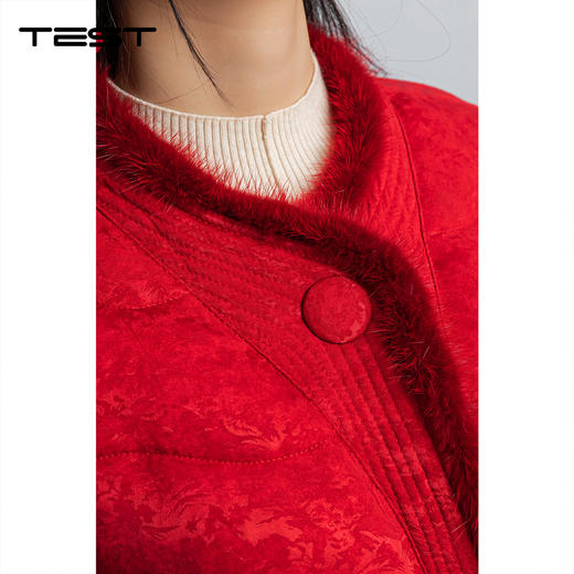 冬上新国风提花红色立领宽松显瘦短棉衣2254240 商品图2