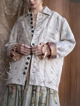 John Alexander Skelton 26SS 灰瓷白花束真丝提花夹克