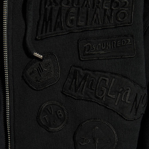 DSQUARED2 男士Magliano联名徽标刺绣贴片棉质连帽外套 黑色 S71HG0151 S25030 900 商品图3