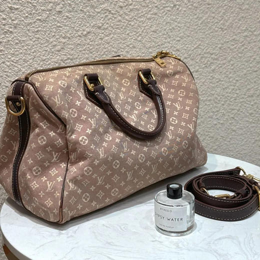 Lv sp30 丹宁老花 帆布 粉杏色 枕头包 商品图1