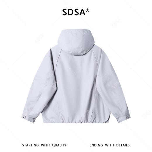 SDSA男士秋冬新款痞帅男装潮牌褶皱纯色拉链立领连帽夹克外套百搭 商品图4