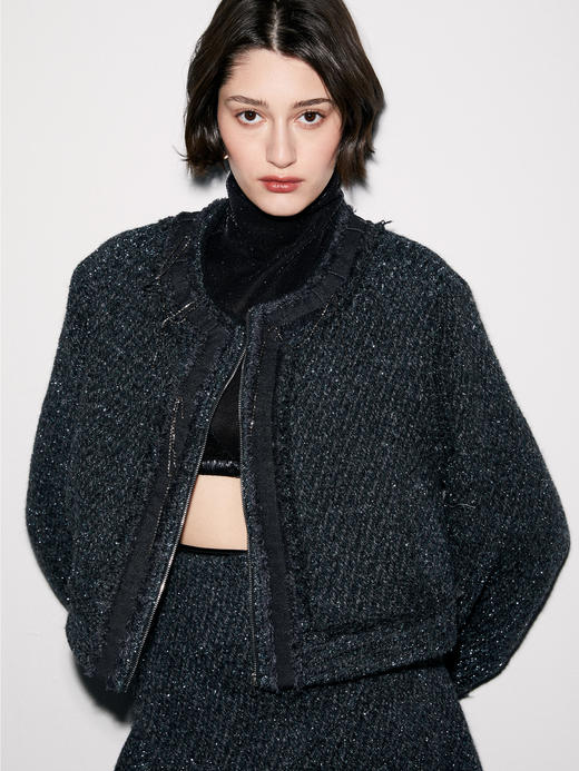 钻链装饰小香风夹克外套 商品图1