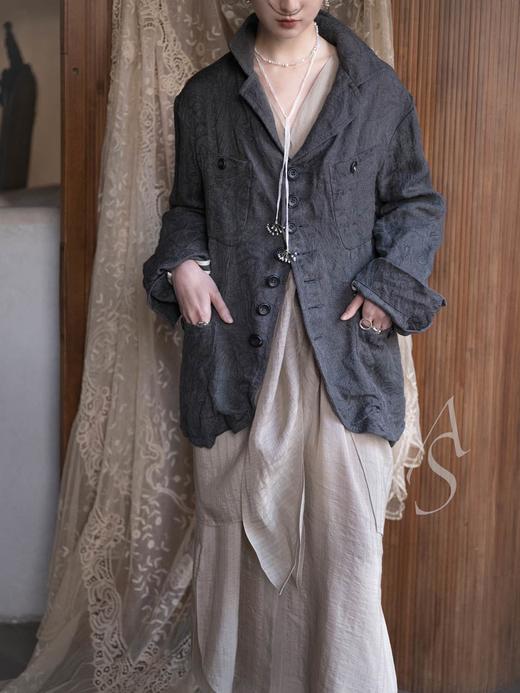 John Alexander Skelton 26SS 铅灰色亚麻提花夹克 商品图1