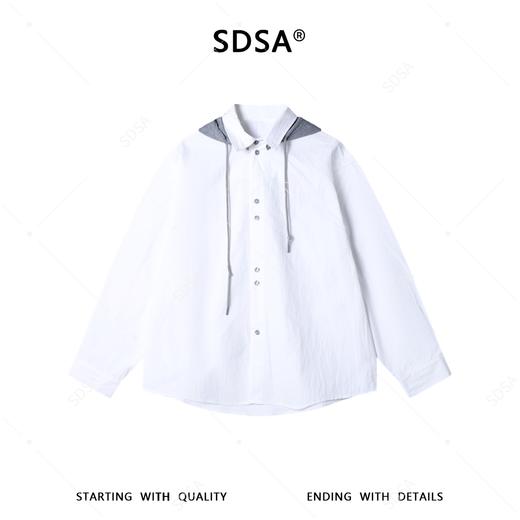 C7009SDSA男士春夏新款痞帅男装时尚潮牌撞色拼接连帽衬衫百搭宽松衬衣 商品图1