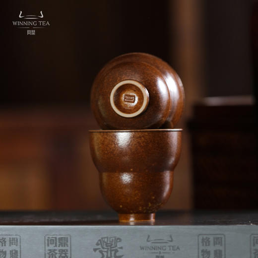 问鼎牛角款梅子青盖碗草木灰对杯 商品图5