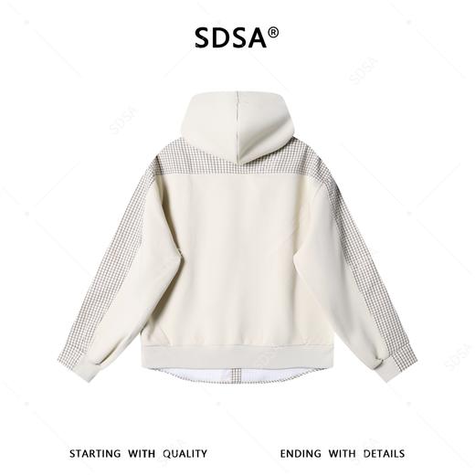 31037SDSA男士秋冬新款痞帅男装潮牌撞色格子拼接设计连帽衬衫百搭时尚 商品图5