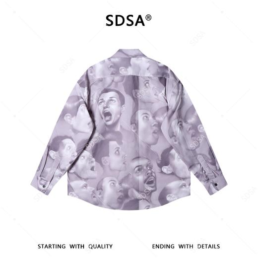 SDSA男装2026新款高贵轻奢美式百搭人物设计撞色长袖衬衫百搭衬衣 商品图4