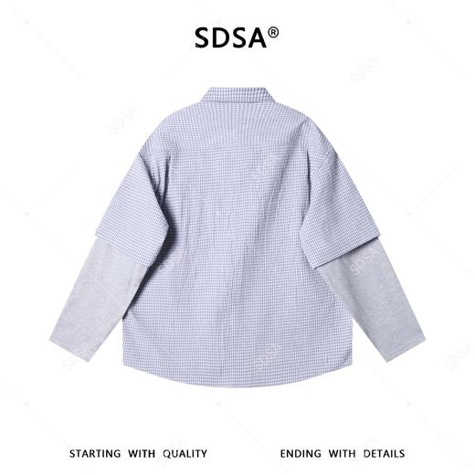 86007SDSA男装2026新款高贵轻奢韩版简约拼接格子长袖衬衫百搭休闲衬衣 商品图5