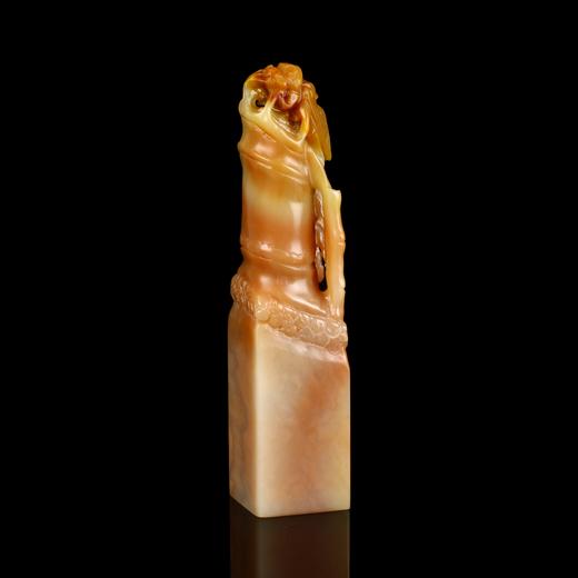 孤品17724老挝桃花冻石一鸣惊人节节高方章落款章礼品印章-2.2*2.2*10.2cm 商品图3