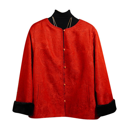 「预售」「自」全新升级【铂金会员661/天猫899/差价238】(53225)洛诗琳新中式真丝加绒外套2025冬季国风双面穿保暖外套 商品图4