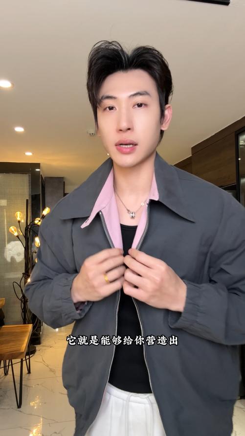 SDSA男士春夏新款痞帅男装老钱风商务百搭拉链翻领夹克外套宽松 商品图0