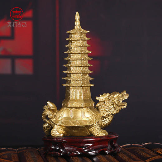 【祈愿吉品】龟宝塔摆件9层吉祥物文昌铜职场办公室书房 商品图2