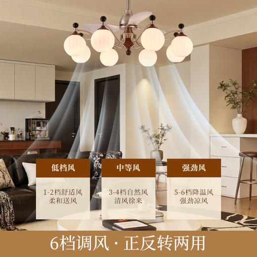 新品双倍积分🔥OPPLE欧普照明咖啡豆26款风扇灯中古风胡桃木色复古客厅餐厅装饰灯 商品图2